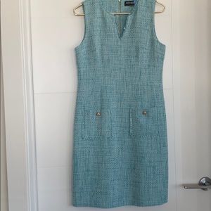 KARL LAGERFIELD OF PARIS, TWEED SLEEVELESS DRESS.